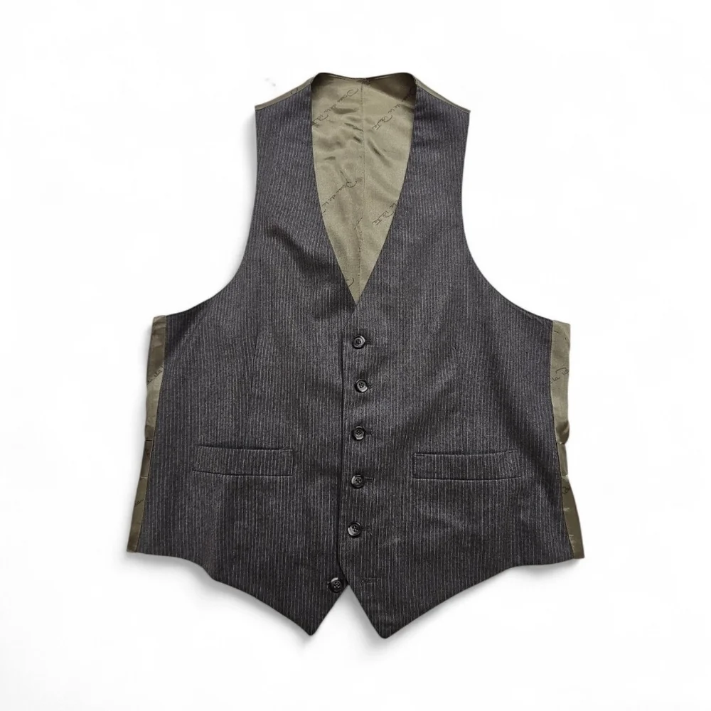 Oscar De La Renta Wool Pinstripe Dress Vest Classic Formal Waistcoat Size Med